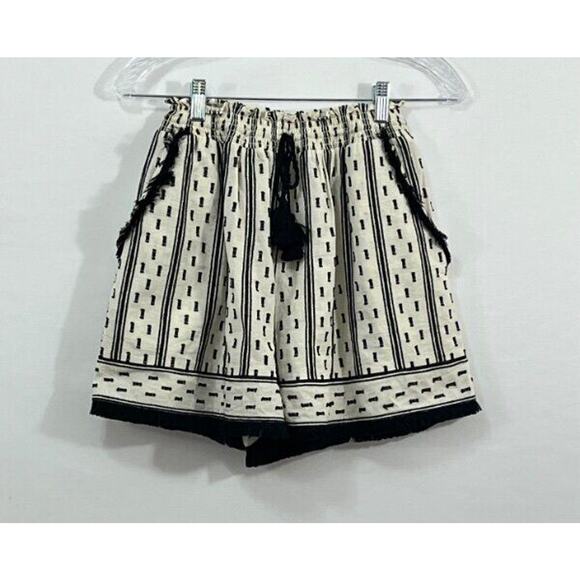 HUNTER BELL Sz XS Black Ivory Fringe Helene Clip Dot Shorts - Picture 7 of 7